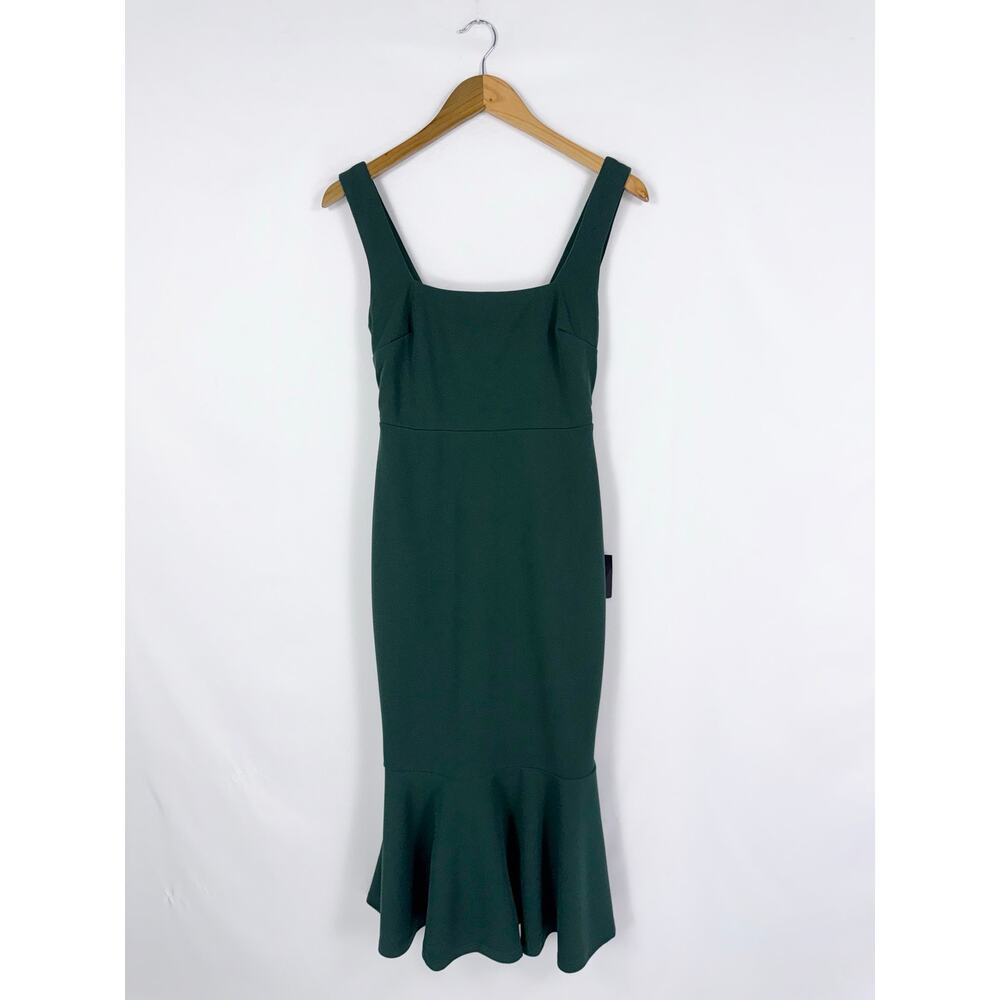 Lulus Moment Maker Square Neck Trumpet Midi Dress Women's Small Green - Picture 2 of 16